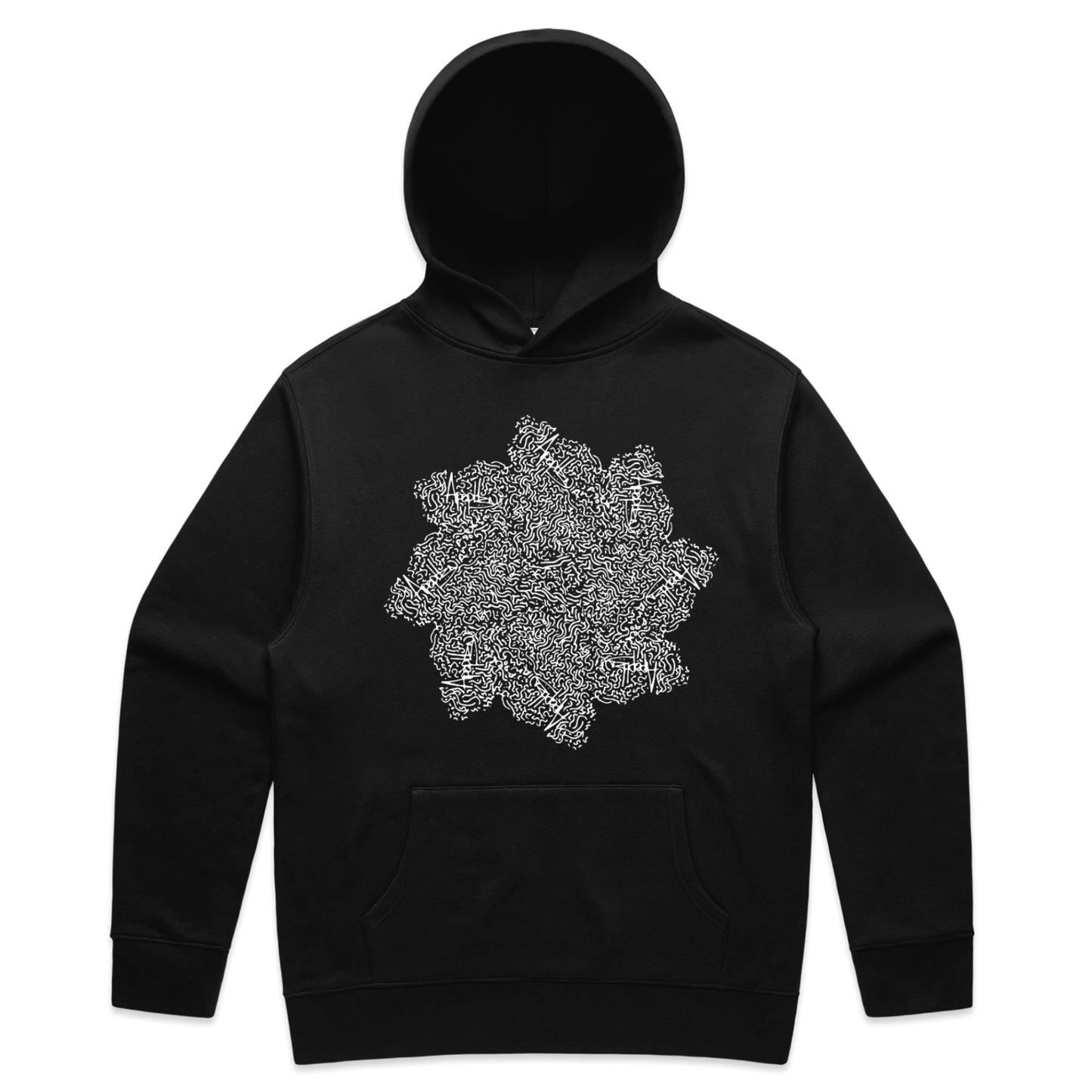 BLACK PATTERNED HOODIE